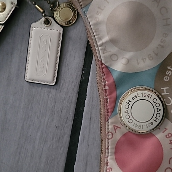 Coach Snaphead Signature Satin Print Handbag Purse Tote F19187 Rare Vintage - Picture 2 of 8